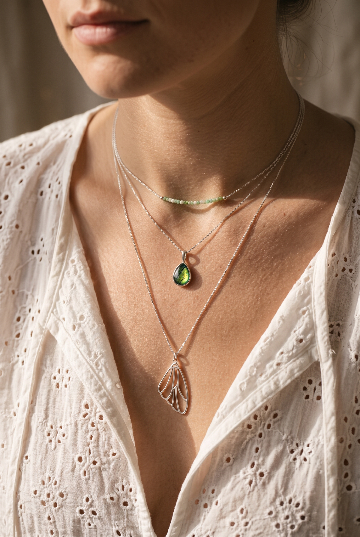 Urania Chrysiridia Rhipheus Teardrop Cabochon Charm