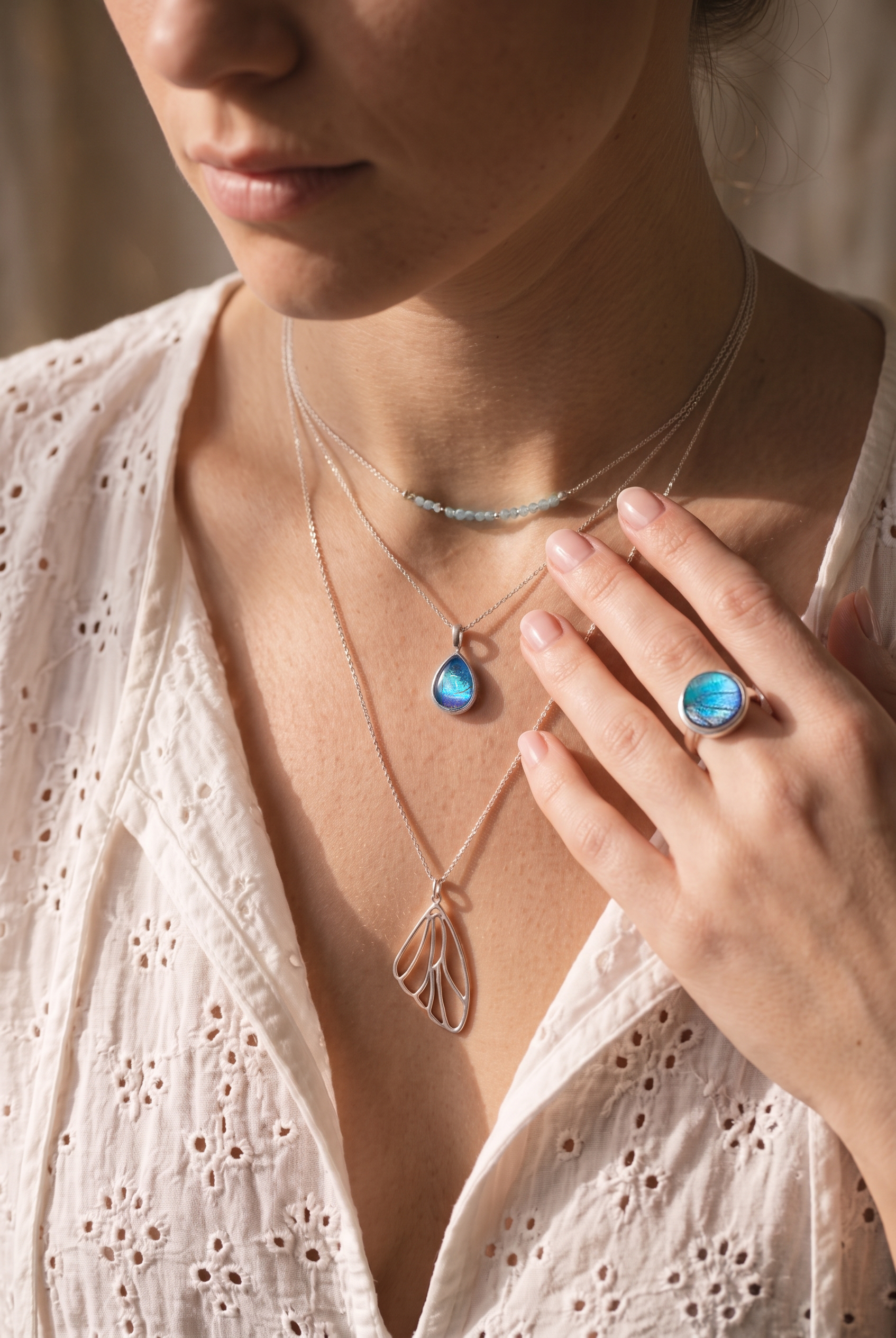 Morpho Zephyritis Teardrop Cabochon Charm