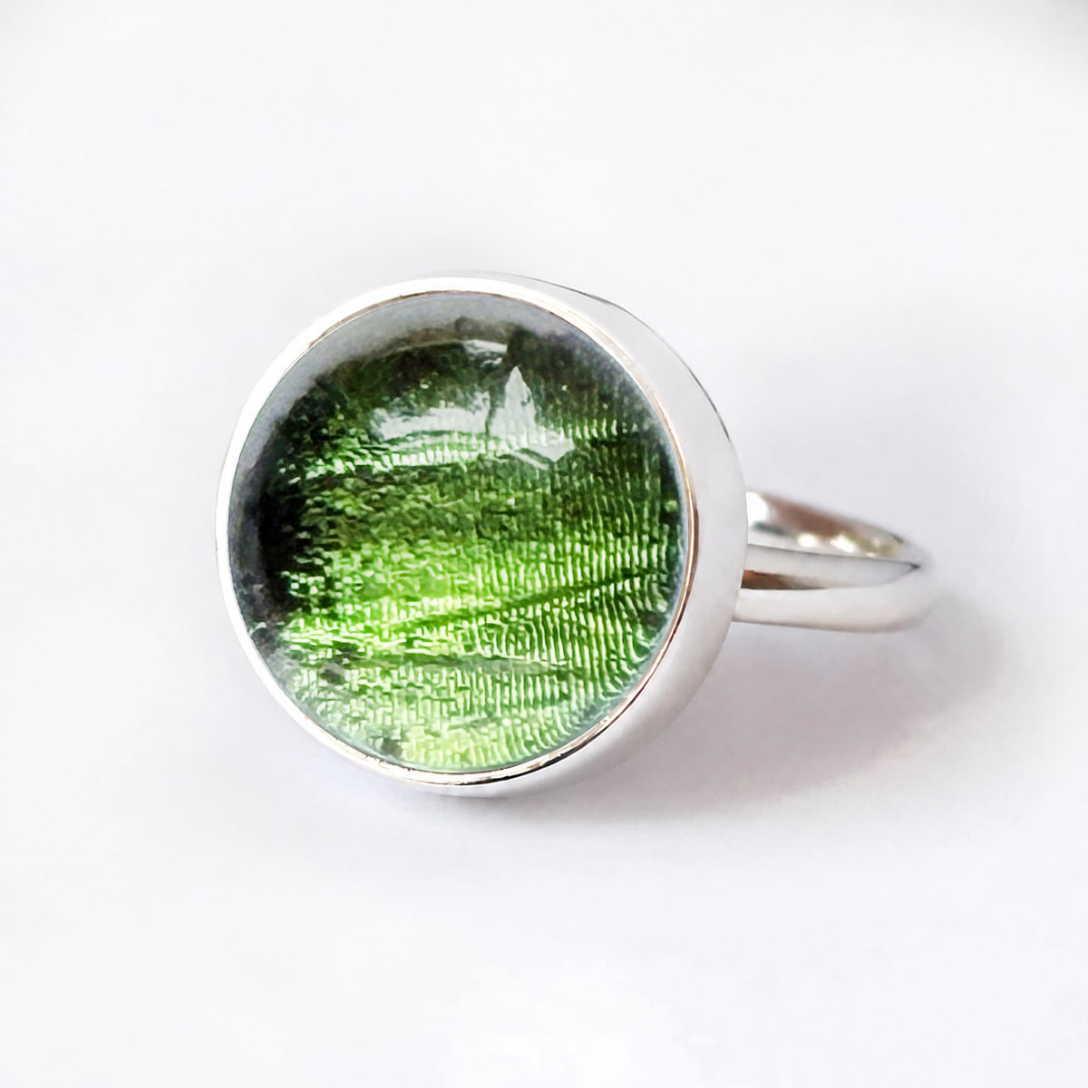 Iridescent Green Cabochon Ring