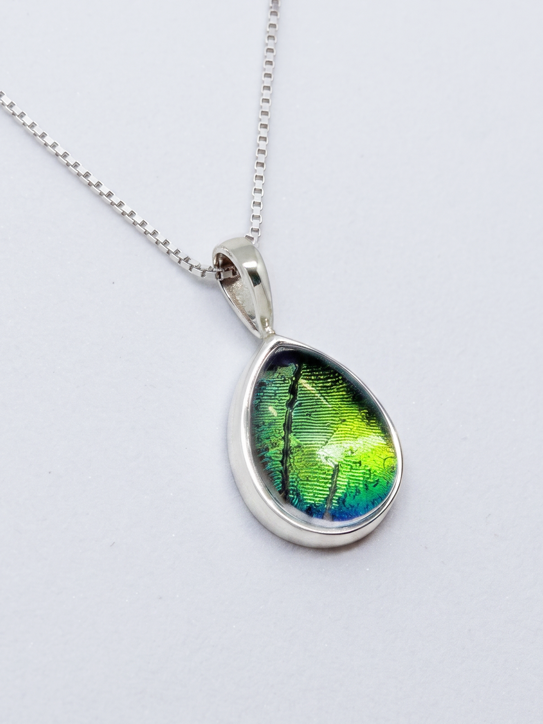 Urania Chrysiridia Rhipheus Teardrop Cabochon Charm